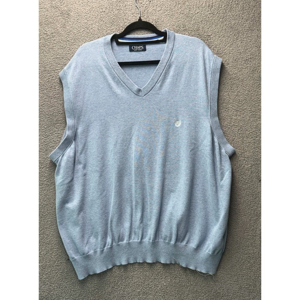 Chaps Ralph Lauren Sweater Vest 4XB Blue V Neck Preppy Golf